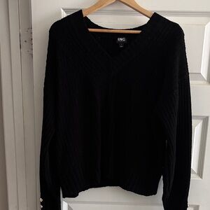 INC International Concepts Women's V-Neck Black Sweater
